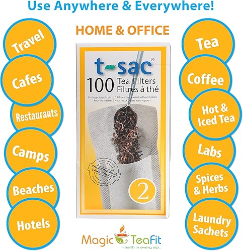 Miniatura 4 de Bolsas de filtro de té modernas, infusor de té desechable, tamaño 2, juego de 100 filtros, termosellables, naturales, fáciles de usar en cualquier