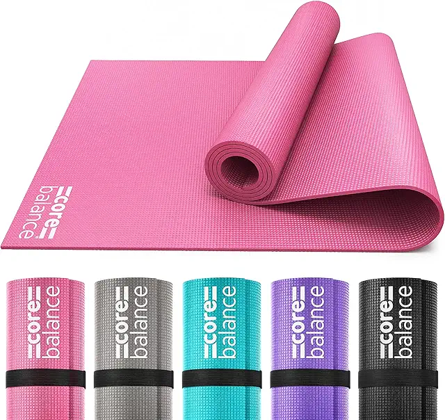 Pink Yoga Mat - 6mm Thick Non-Slip Foam, Lightweight with Carry Strap