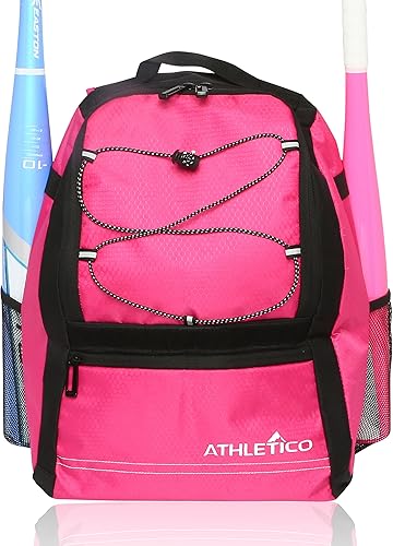 Athletico - Mochila de béisbol para jóvenes para béisbol baloncesto y equipo de béisbol y equipo de béisbol Negro, Azul, Rosado, Rojo Athletico - Mochila de béisbol para jóvenes para béisbol baloncesto y equipo de béisbol y equipo de béisbol Negro, Azul, Rosado, Rojo