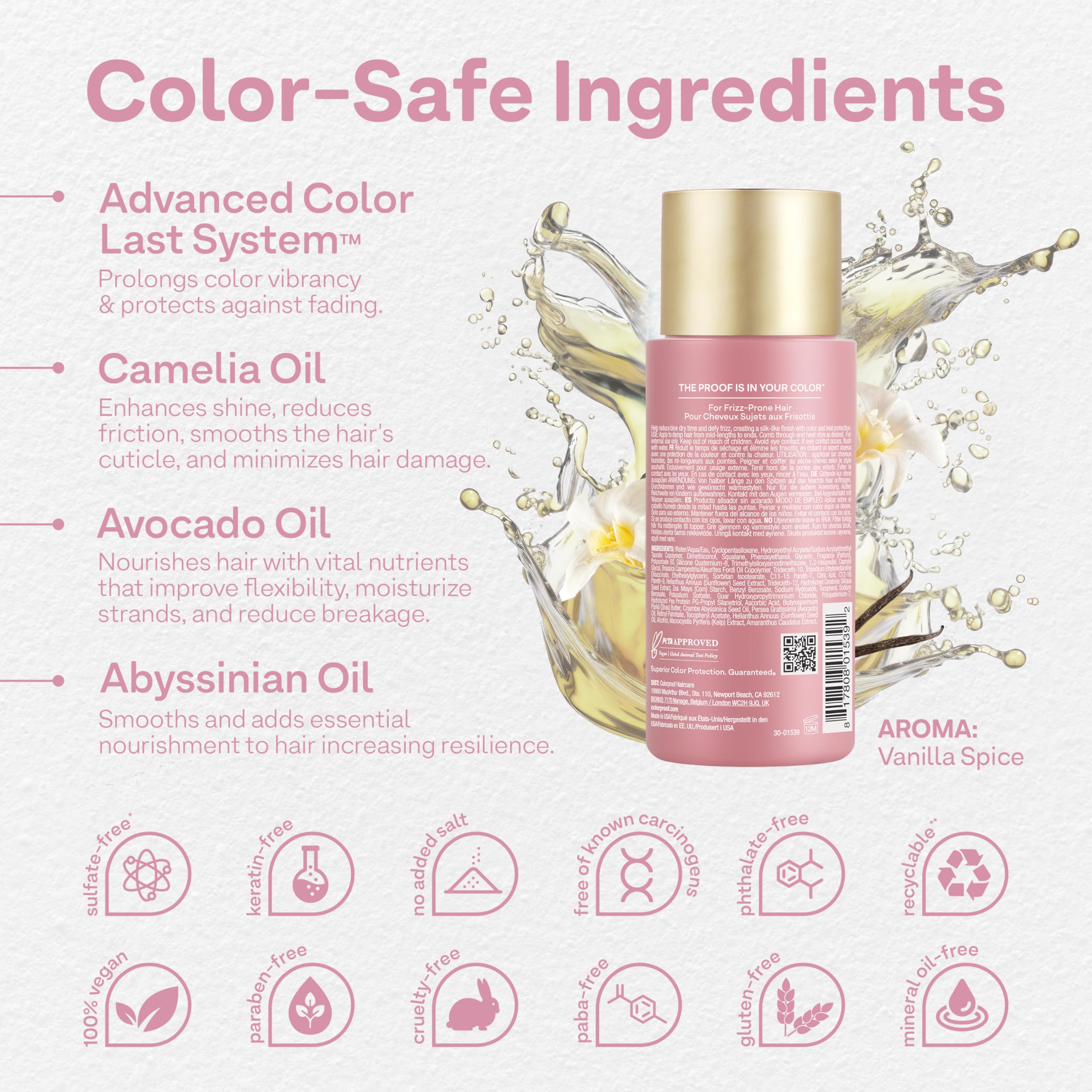 ColorProof Plush Locks Leave-In Smooth Anti-Frizz Lotion, Vanilla, 6.7 fl oz