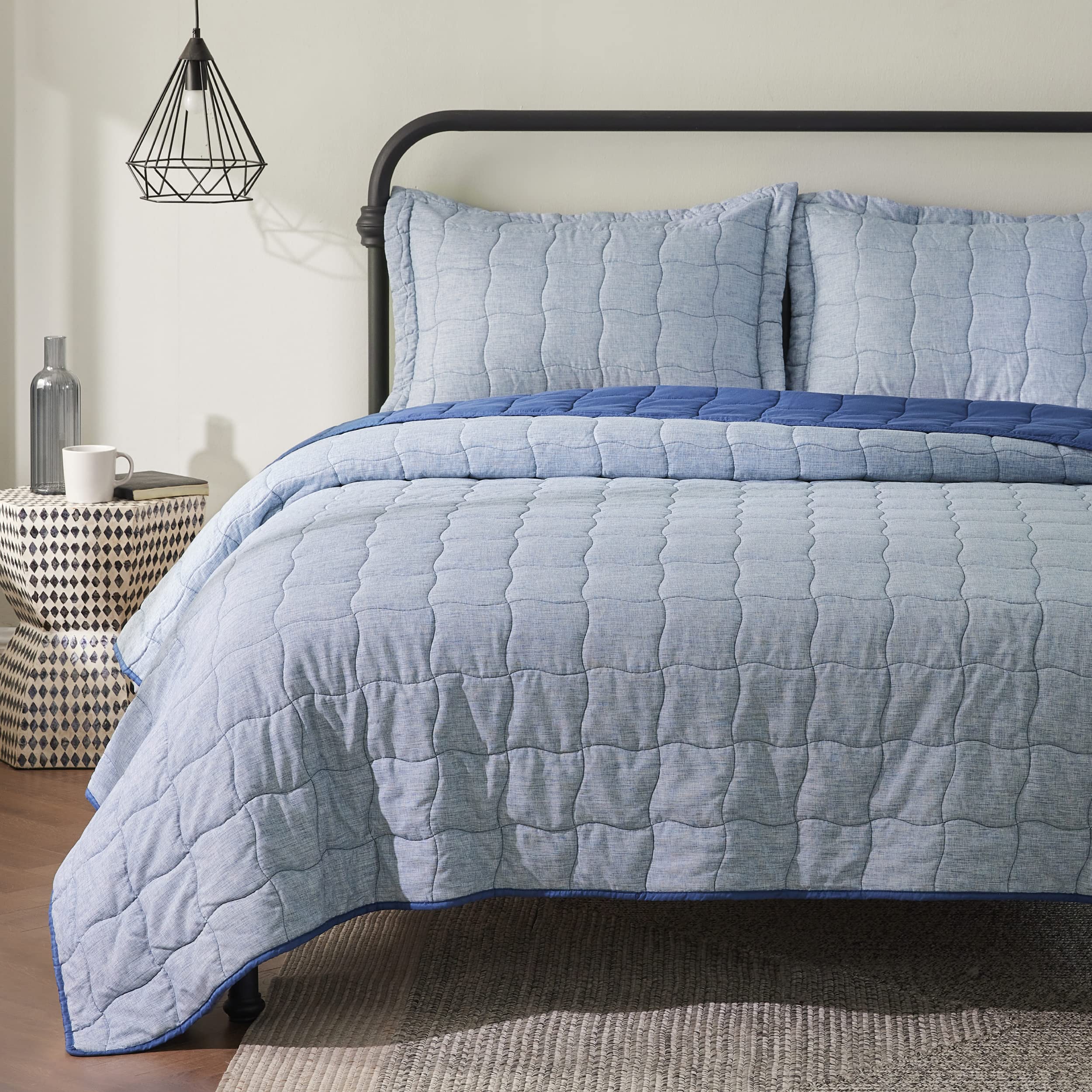 bedspread king blue