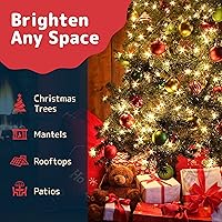 Vista 4 de PREXTEX Luces de Navidad (40 pies, 200 luces), luces blancas transparentes para árbol de Navidad con cable verde, tira de luces para interiores