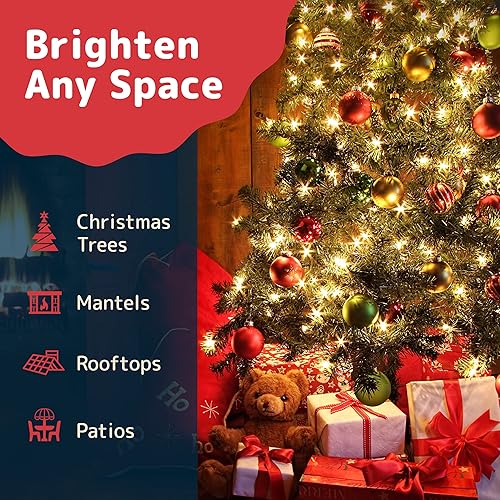 Miniatura 4 de PREXTEX Luces de Navidad (10 pies, 50 luces)  Luces blancas transparentes para árbol de Navidad con cable verde  Cadena de luces para interiores y