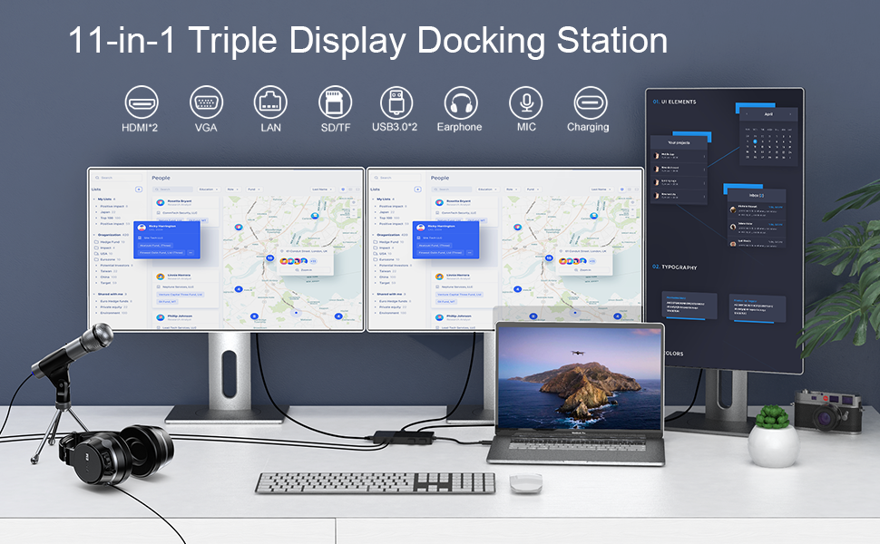 Amazon.com: USB Docking Station, Teolant 11 in 1 Triple Display