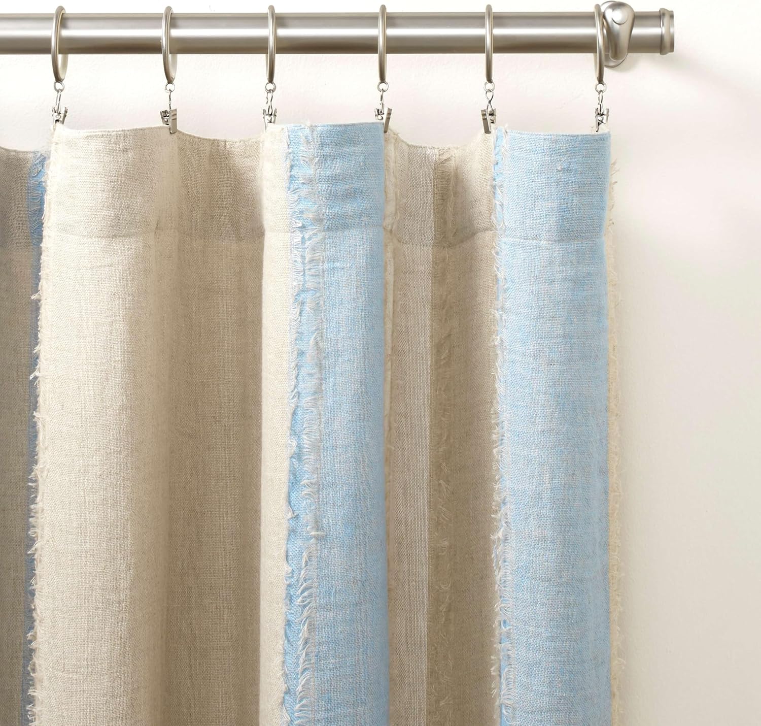 Pine Cone Hill x Kit Kemp Moon Hills Linen Lapis Curtain Panel, 84" Size, Blue Stripe Pattern