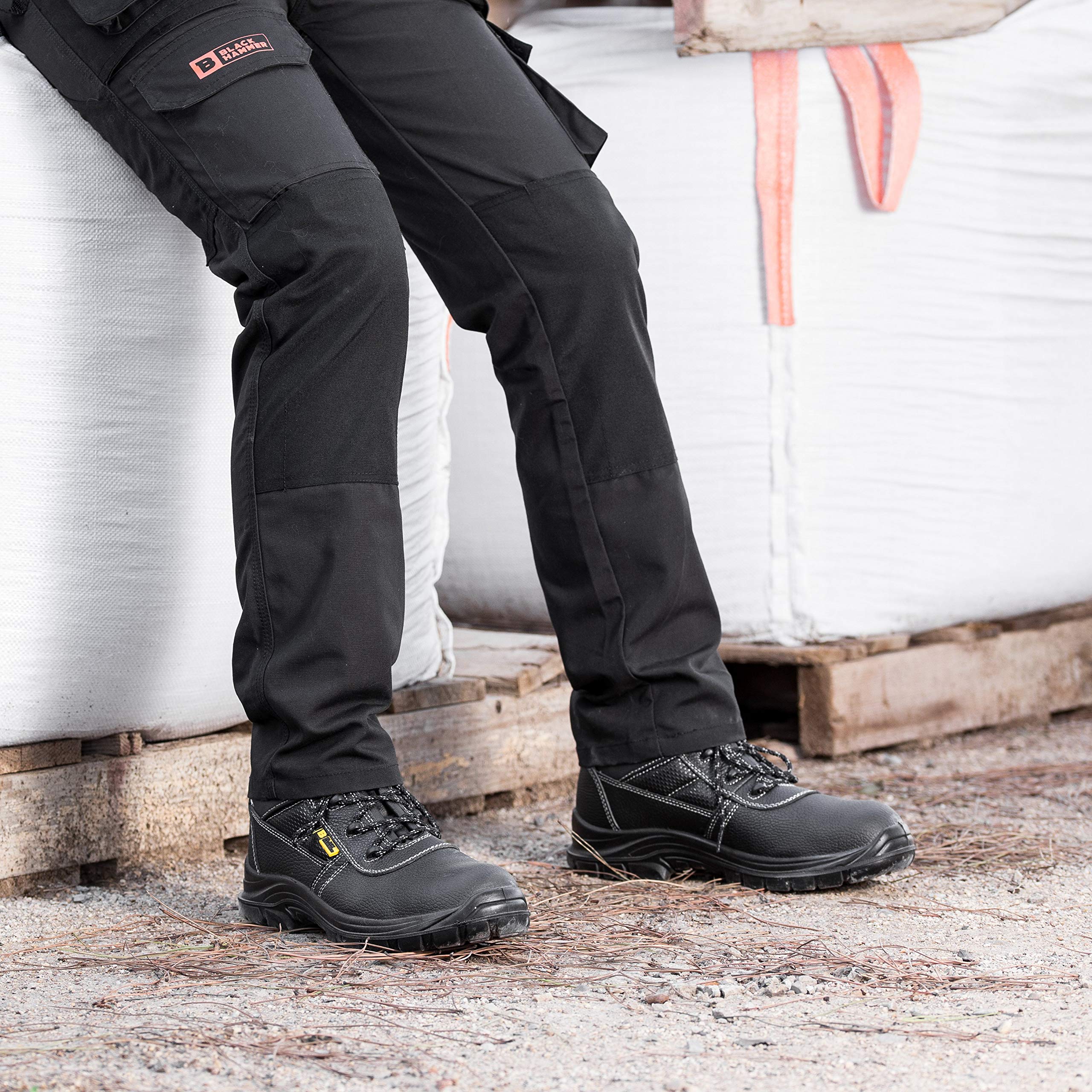 BLACK HAMMER Botas de Seguridad de Cuero para Hombres Puntera de acero Protección de Entresuela Impermeable S3 SRC Calzado de Trabajo al Tobillo de Cuero 1007 (41 EU)