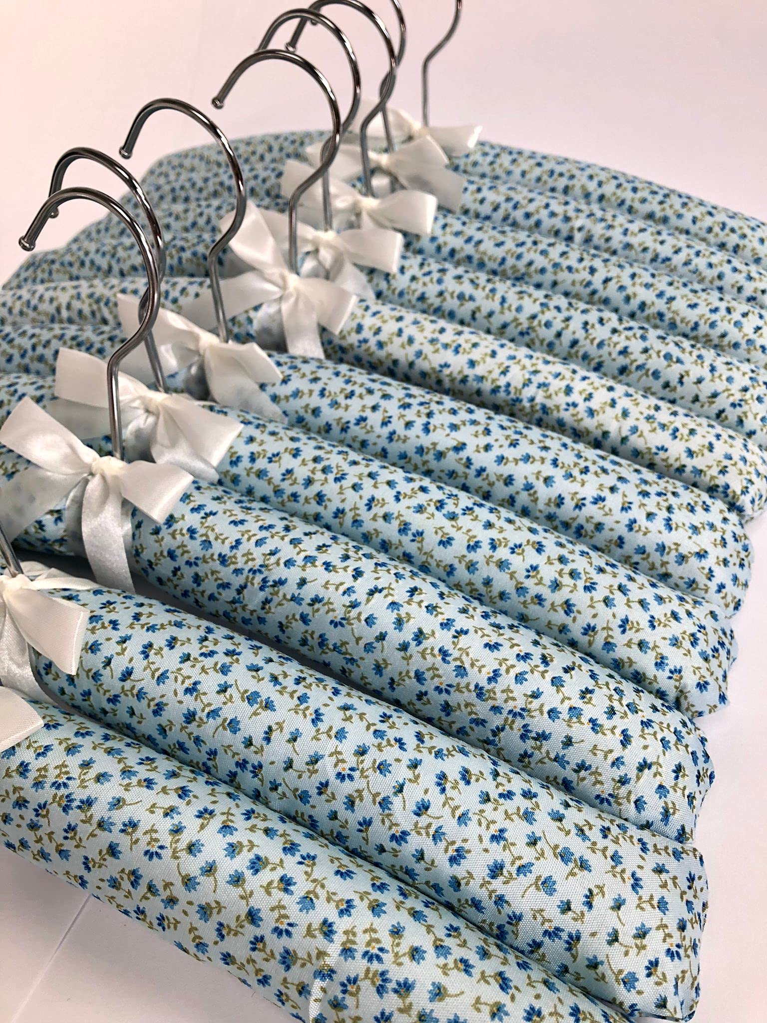 Florence Lilly Pack of 10 Quality Padded Clothes Hangers ~ Several Patterns to choose from .. (Felicity Blue) — image 1