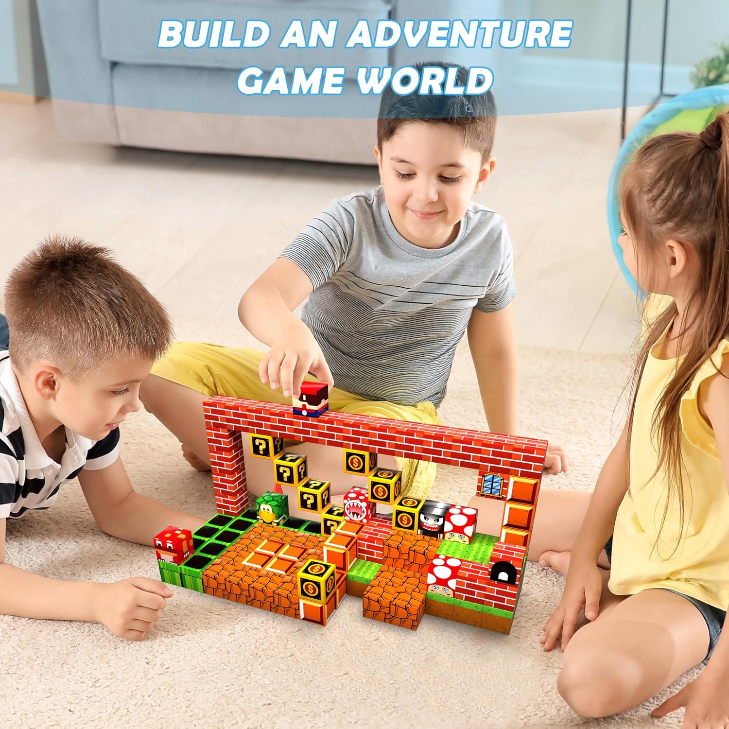 Magnetic Blocks - 200PCS Build 3D Magnet Building Toys World with Magnetic Tiles, STEM Kids Sensory Toys, Toy Magnet Building Set B-Day Gifts for Age 3 4 5 6-10 Year Old Boys Girls