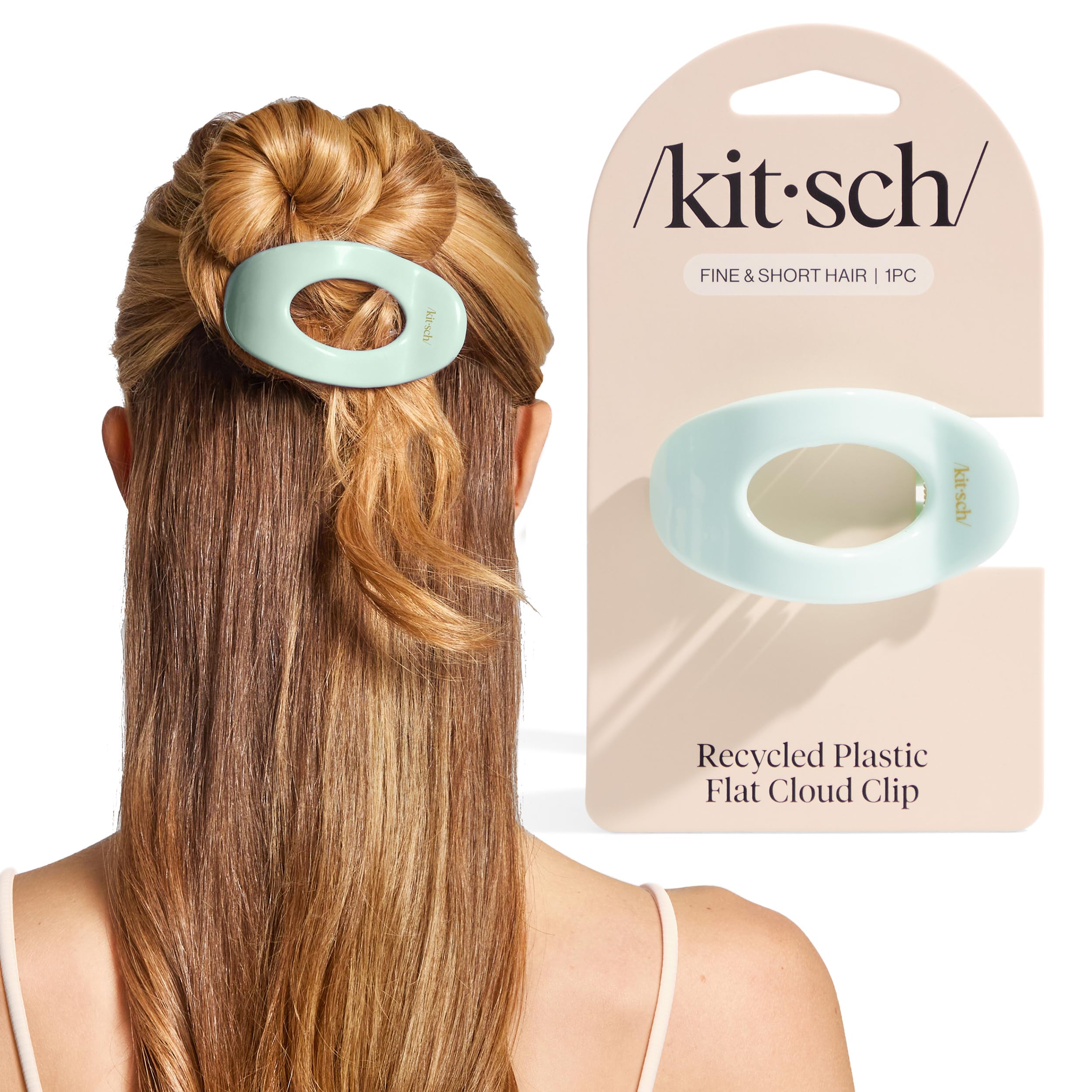 Kitsch Small Flat Claw Clips for Women - Stylish Flat Hair Clips for Women, Strong Hold for Thick & Fine Hair | Non-Slip for Secure, Comfortable All-Day Wear - Sage Leaf