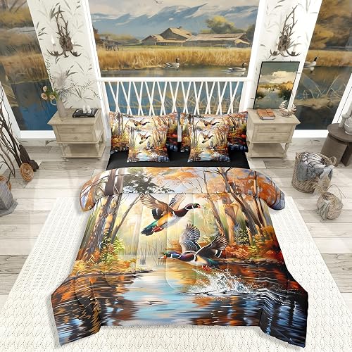 Erosebridal Woodland Mallard Duck Full Comforter Set with Sheets Country Rustic 