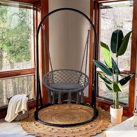 SUNCREAT Grey Rocking Hammock Chair for Adults
