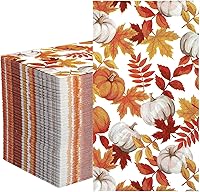 Vista 1 de 60 servilletas de papel de otoño con hojas de arce y calabaza, servilletas decorativas de otoño, toallas de mano desechables para Acción de Gracias