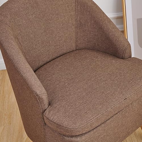 Miniatura 8 de SIMPLEOPULENCE - Silla de barril decorativa para sala de estar, silla de club tapizada de tela moderna con respaldo curvado y patas de madera