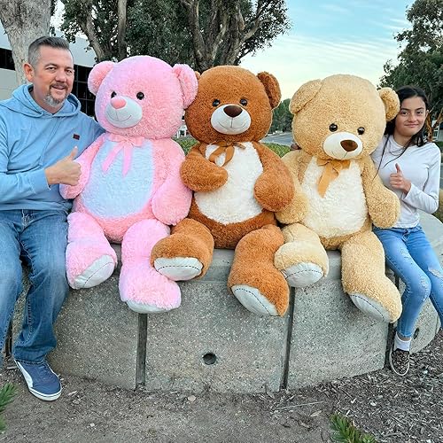 Miniatura 5 de MorisMos Oso de peluche gigante de 4 pies, 51.8 pulgadas, oso de peluche grande para baby shower, oso de peluche marrón grande para niñas y niños,