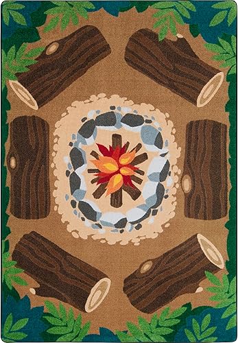 Joy Carpets Campfire Fun - Alfombra en color multicolor, 5 pies 4 pulgadas x 7 pies 8 pulgadas disponible en Yaxa Colombia