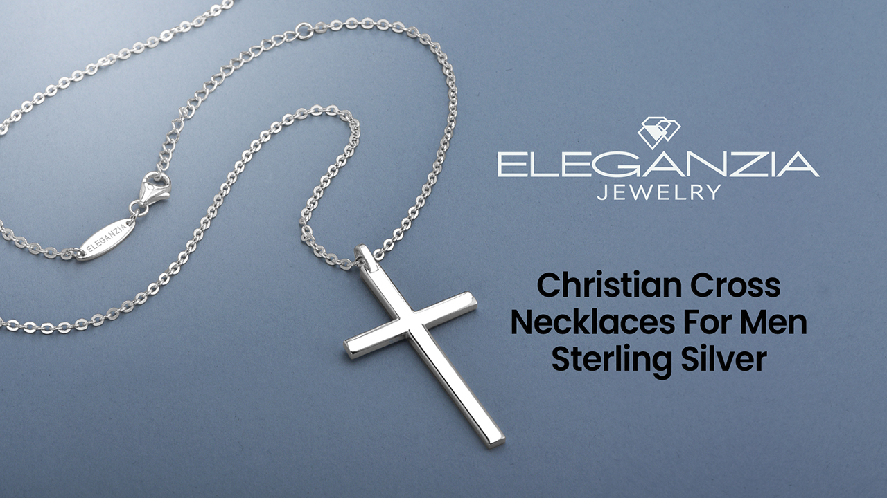 アクセサリー GARNI Essential Cross Necklace 53cm ELEGANZIA Cross Necklace for Men Sterling Silver 22-24 inch