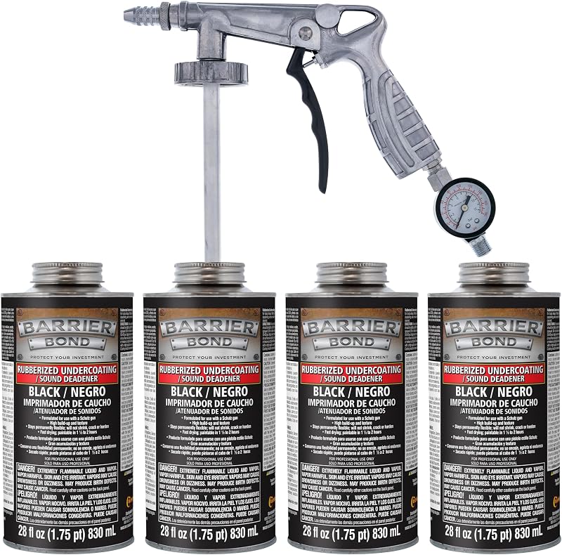 Revestimento emborrachado antirruído para assoalho Custom Shop Barrier Bond – Kit com 4 unidades de 28 oz (aprox. 828 mL cada)