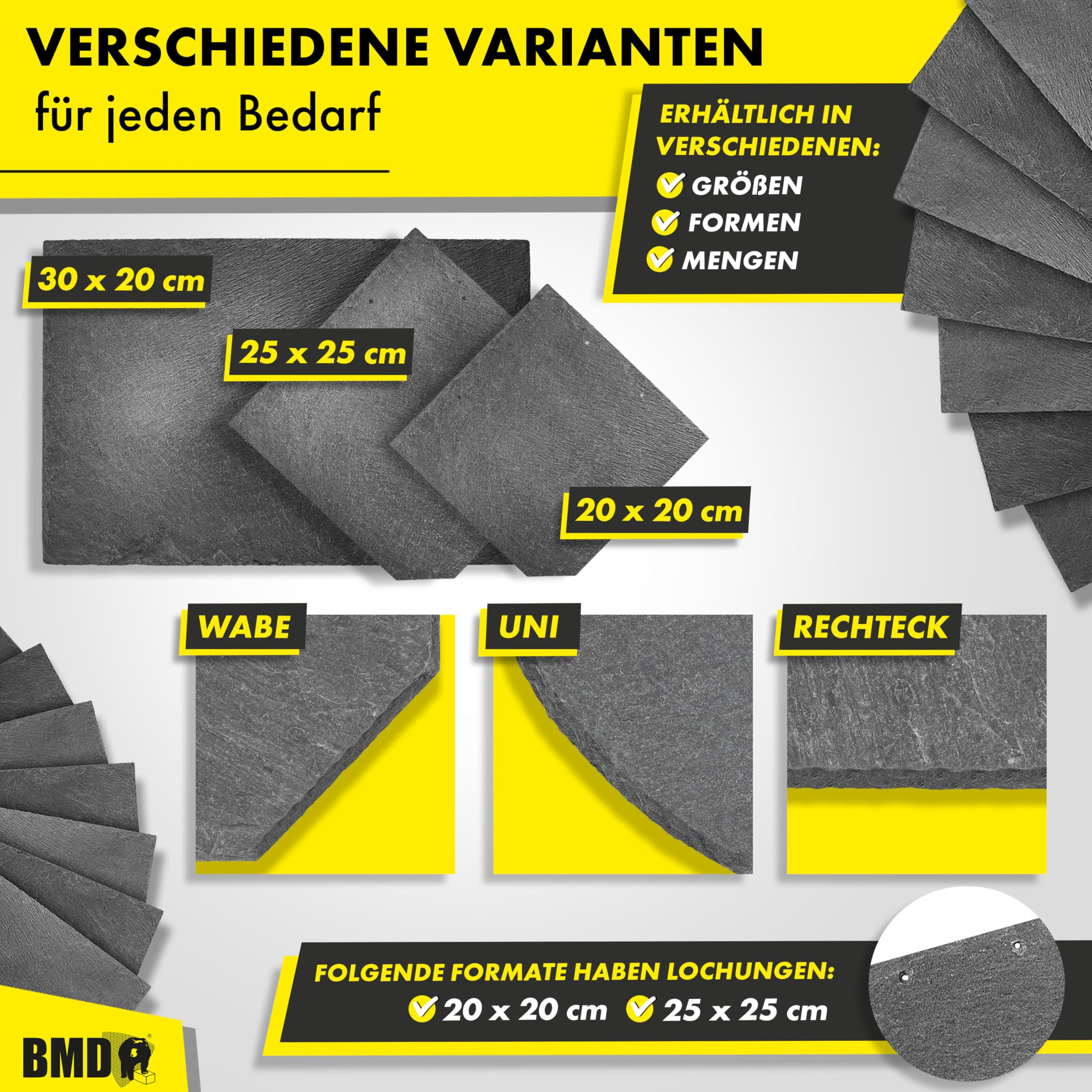 1m² (40 Stück) Naturschiefer 20x20cm Uni | 1. Wahl | 4 Größen | spanischer Markenschiefer für Dach & Fassade | Universal Schiefer Schornstein Gaube | Dachdecker Qualität 1. Sortierung