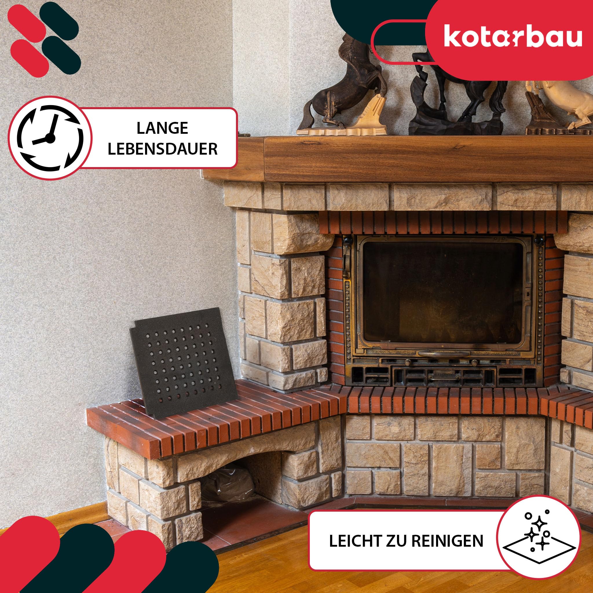 KOTARBAU® Griglia Camino - Ghisa - 29 x 29 cm - Nero - Griglia in Ghisa per Camino - Massiccia Robusta - per Stufa Caminetto - Facile da Pulire