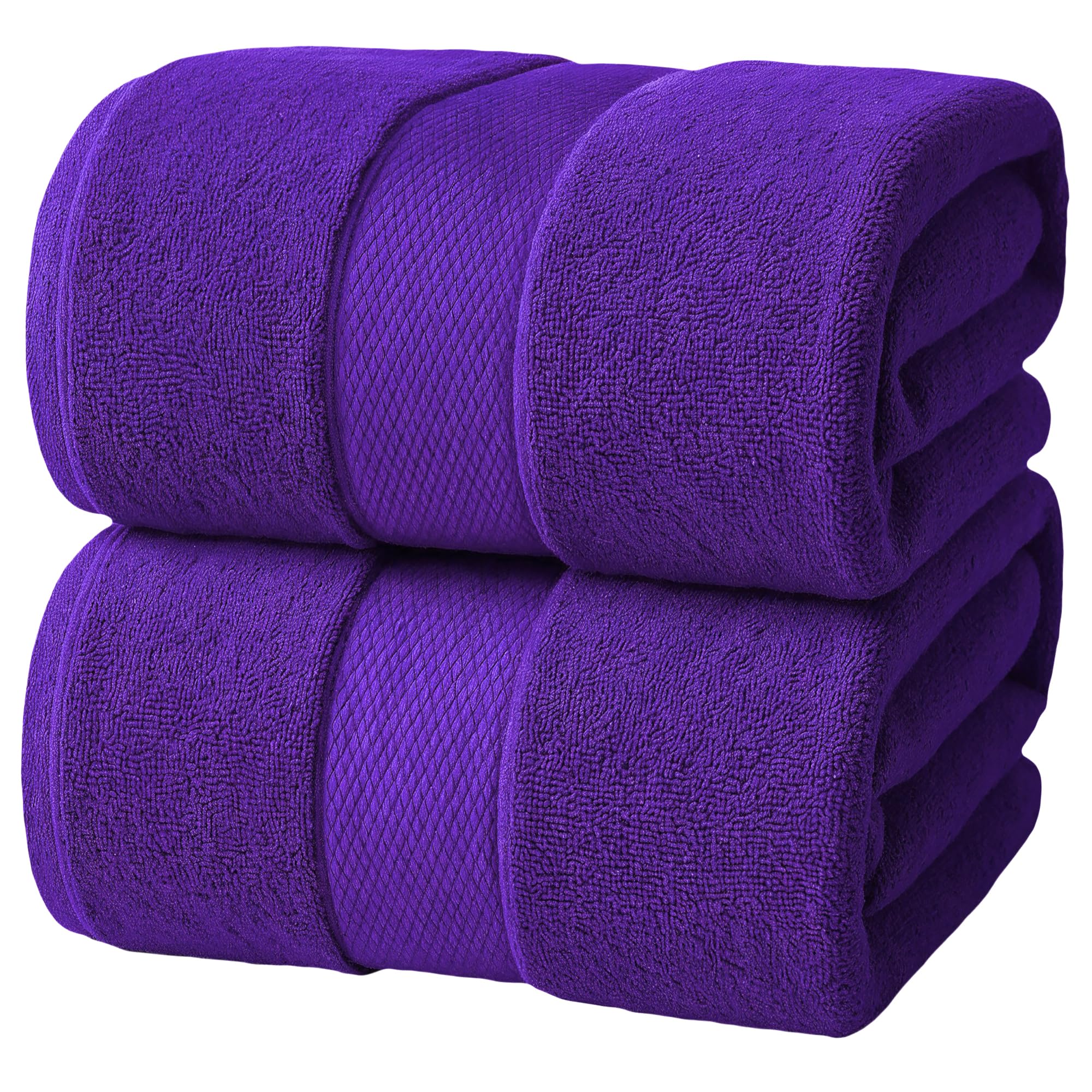 Infinitee Xclusives Premium Bath Sheets Set of 2 Extra Large Bath Towels (90x180cm), 100% Cotton Super Absorbent, Quick-Dry Bath Sheet for Hotel & Spa |Profound Purple| โ image 1