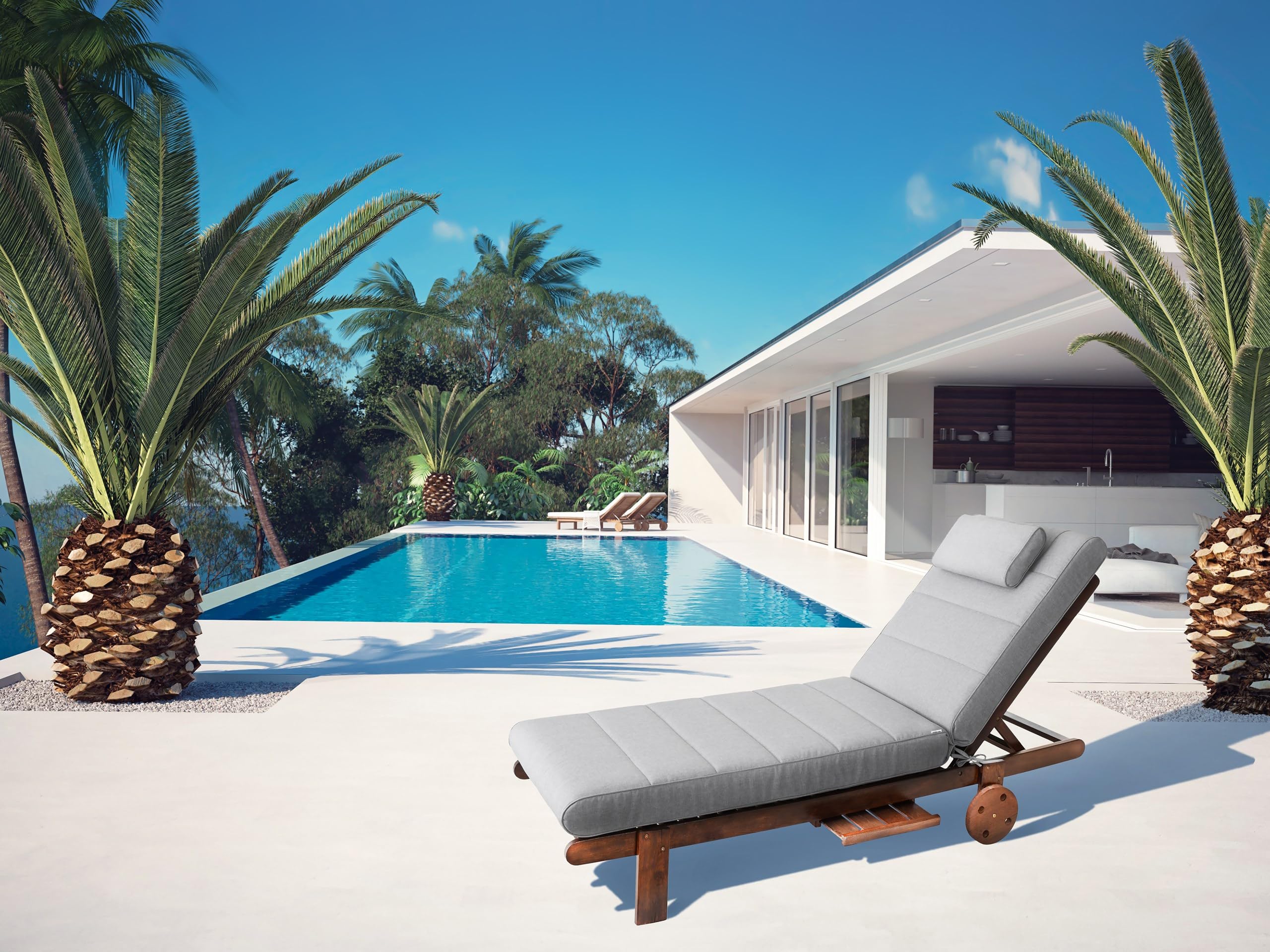 PillowPrim Gartenmöbel Matratze, für Liege, Sonnenliegen, Balkon, Outdoor, Liegenauflage, Polster, Sofa, Sitzkissen, Aschgrau, 204x60 cm