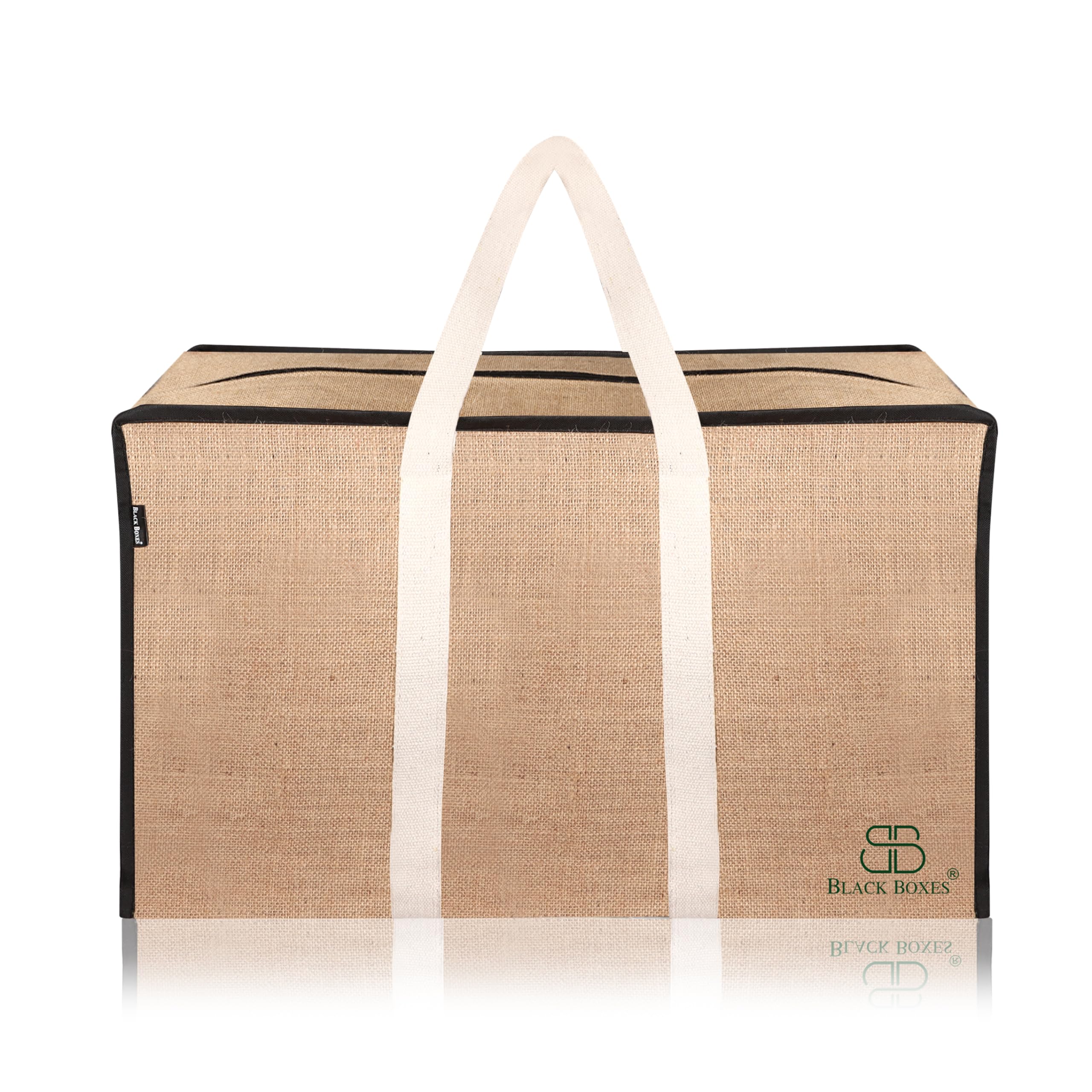 BLACKBOXES Bags Jute Heavy Duty Extra Large Storage Bag, Moving Bag Tote, Blanket Clothes Organizer, Comforter, Bedroom closet, Dorm Room Essentials, Supplies, Storage, Strong Materials
