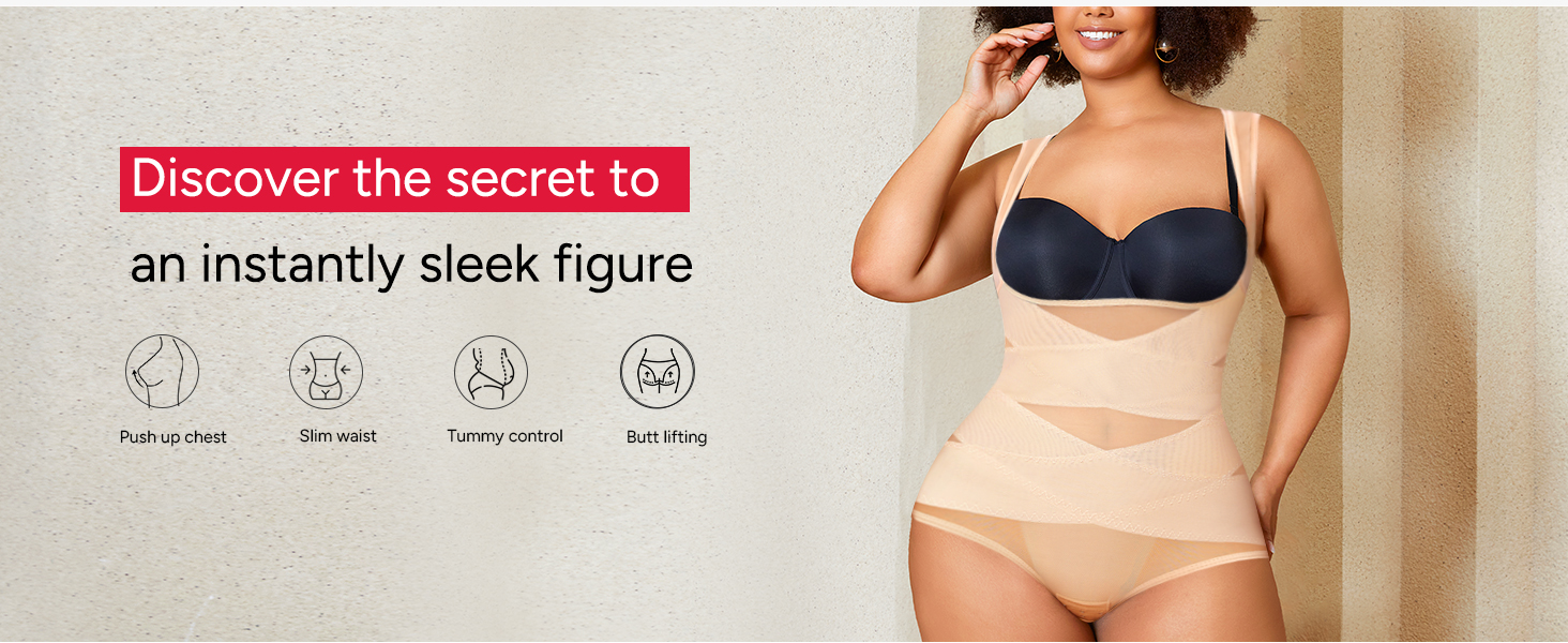 Shapewear Bodysuit Damen - Miederbody Stark Formend Mit Po-Lift Effekt