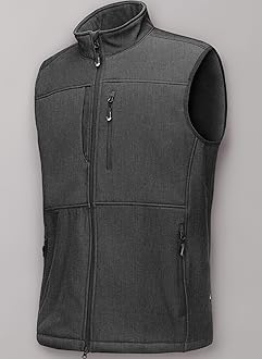 Mens Softshell Gilet Activewear Vests Windproof Fleece Lined Outerwear Zipped Pockets Sleeveless Softshell Jacket for Leisure, Golf, Travelling