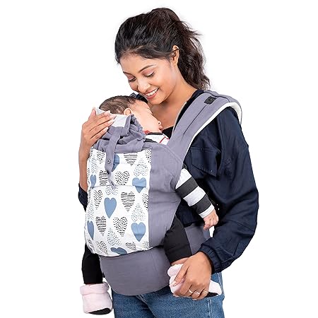 LuvLap Adore Baby Carrier with 2 carry positions, Baby carrier for 4 to 24 months baby, Breathable Skin friendly premium fabric, Adjustable Newborn to Toddler Carrier, Max weight upto 18 Kgs (Grey).