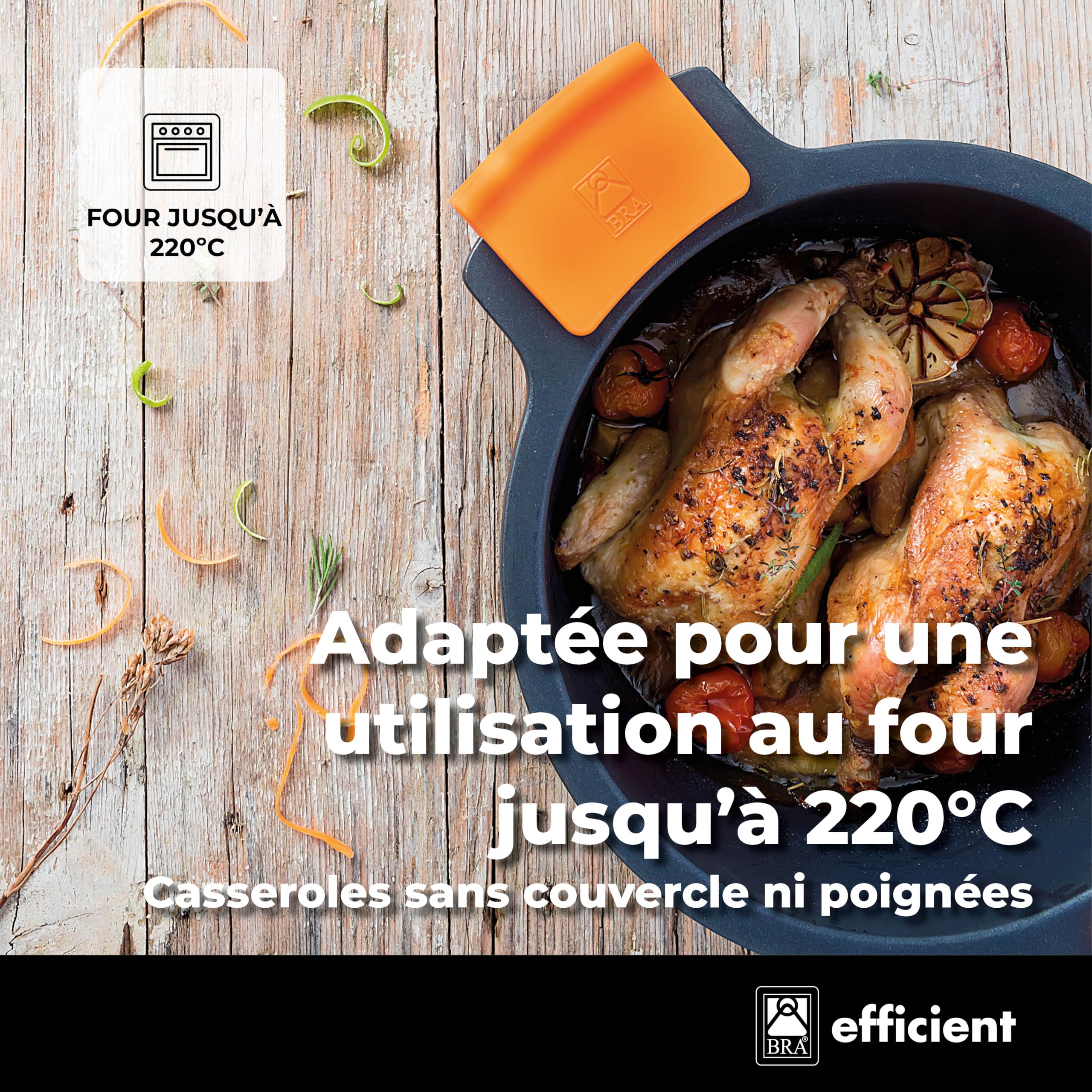 BRA Efficient | Batterie de cuisine 9 pièces en fonte d’aluminium | tous feux dont induction, revêtement antiadhésif