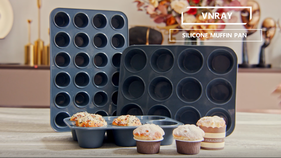 6 Cups Muffin Tray - Nonstick BPA Free & Dishwasher Safe Cupcake Pan Black