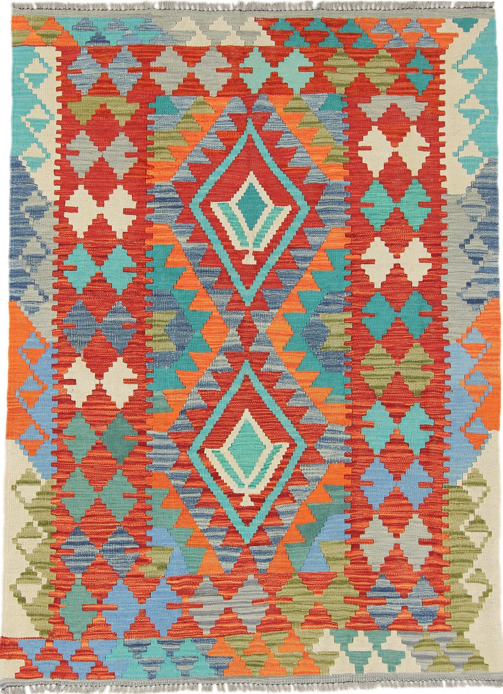 Kilim Afghan 127x174 en laine naturelle pour réchauffer l'ambiance de votre chambre