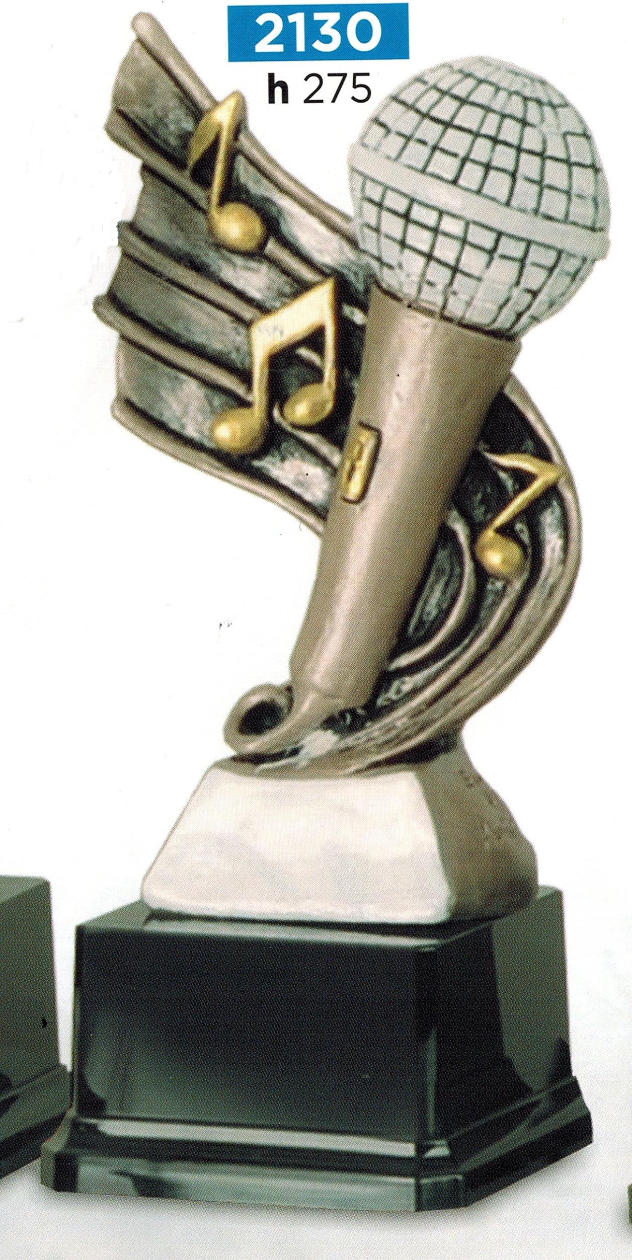 Music Microphone Trophy for Competitions, Singing Contests or Karaoke, H 27.5 cm - Refinished - Made in Italy