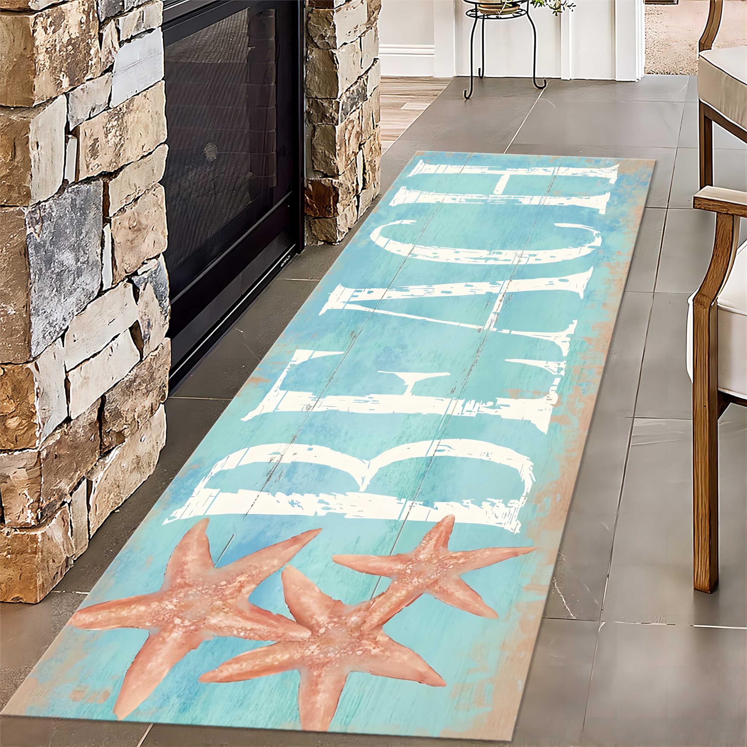 Amazon.com: MUOUCTE Ocean Blue Beach Print Runner Rug for Entryway