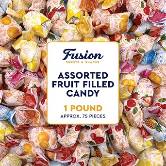 Fruit Filled Candy - Assorted 1 Pound Bulk BagApprox. 75 Pieces, Arcor Bon Bon Fruitfuls Candy, Sweet Hard Exterior with a Soft Fruit Filled Center, Individually Wrapped Hard Candy