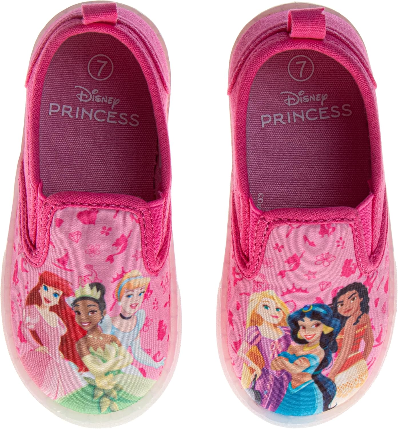 Girl Light Up Shoes Princess Stitch Minnie Moana Anna Elsa Sesame Street Lowtop Canva Shoes for Girls Kids Low top Slip-on Canvas LED Sneakers (Sizes: 7-10 Toddler / 11-12 Little Kids) - Image 4