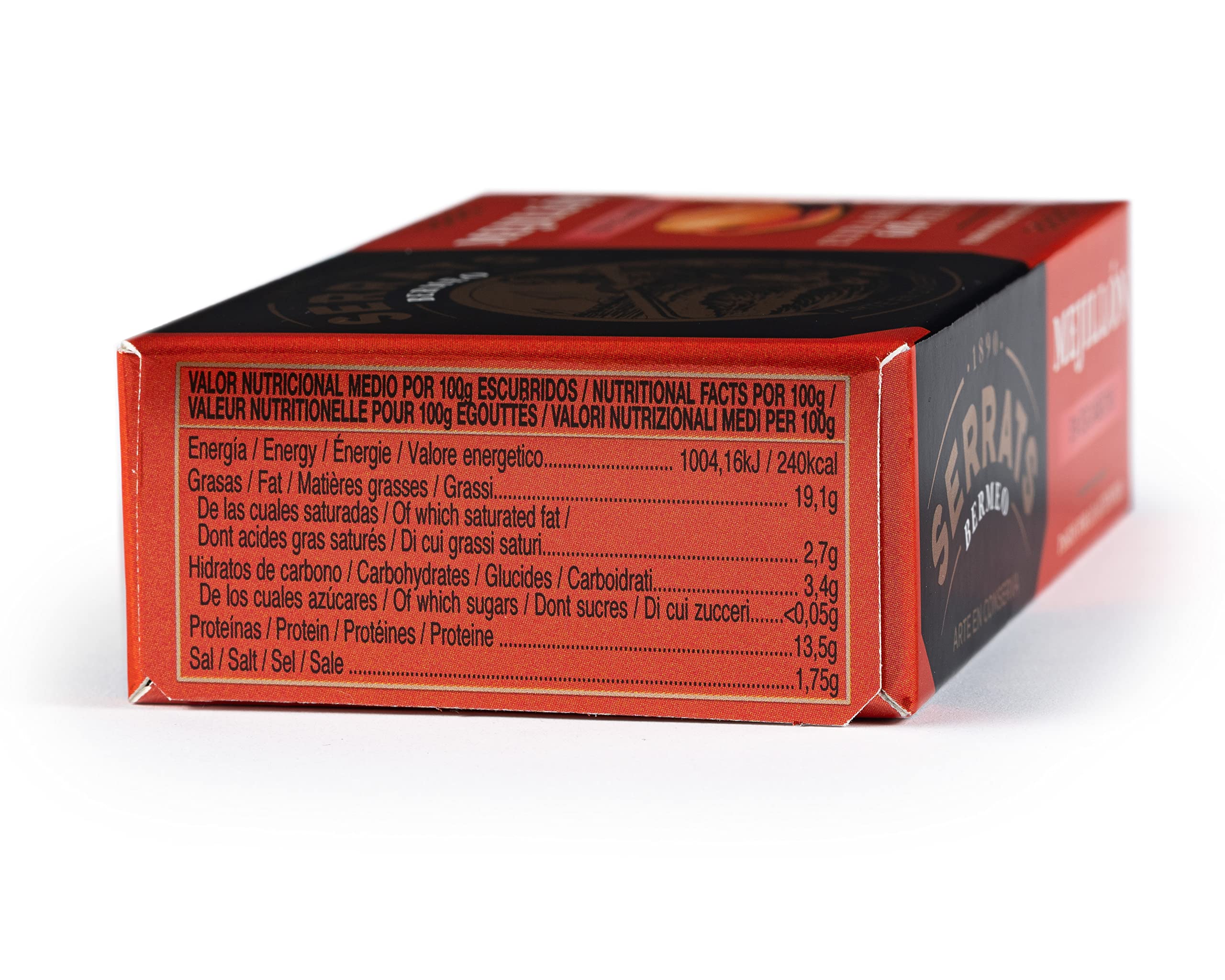 Conservas Serrats - Mejillones EXTRAGRANDES en Escabeche - 6/8 mejillones por lata (110g)