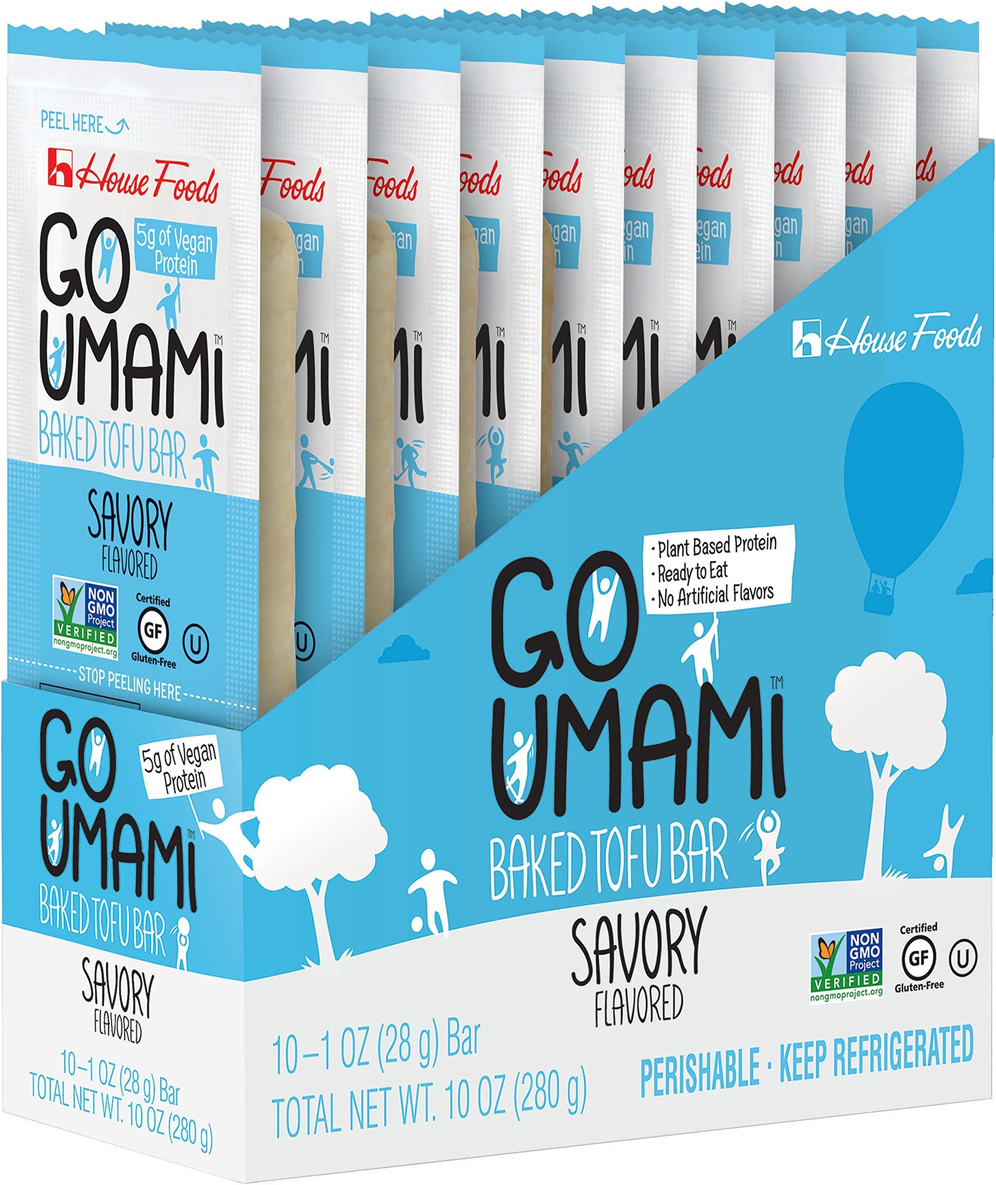 Go Umami, Baked Tofu Bar, Savory, 10 ct