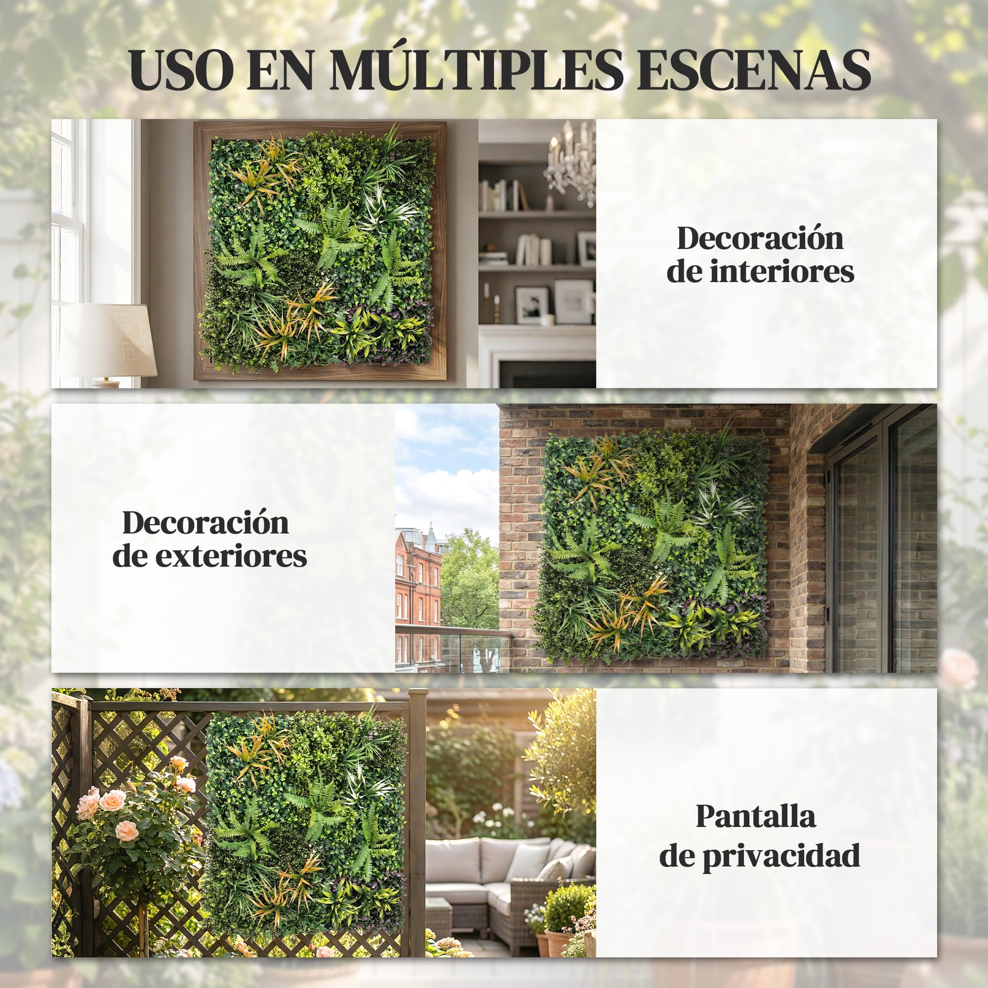 Outsunny Seto Artificial Ocultación Jardín en Rollo 1x1 m Pantalla de Valla de Privacidad de Hiedra Artificial Fácil Montaje para Terraza Balcón Exterior Decoración de Hojas Verde