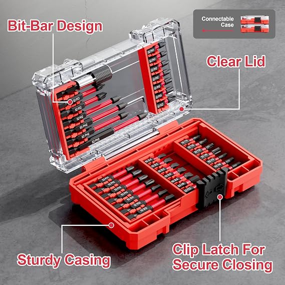 35Pcs Screwdriver Bit Set S2 Steel – Impact Driver and Drill Kit for Power Tools with Storage Case