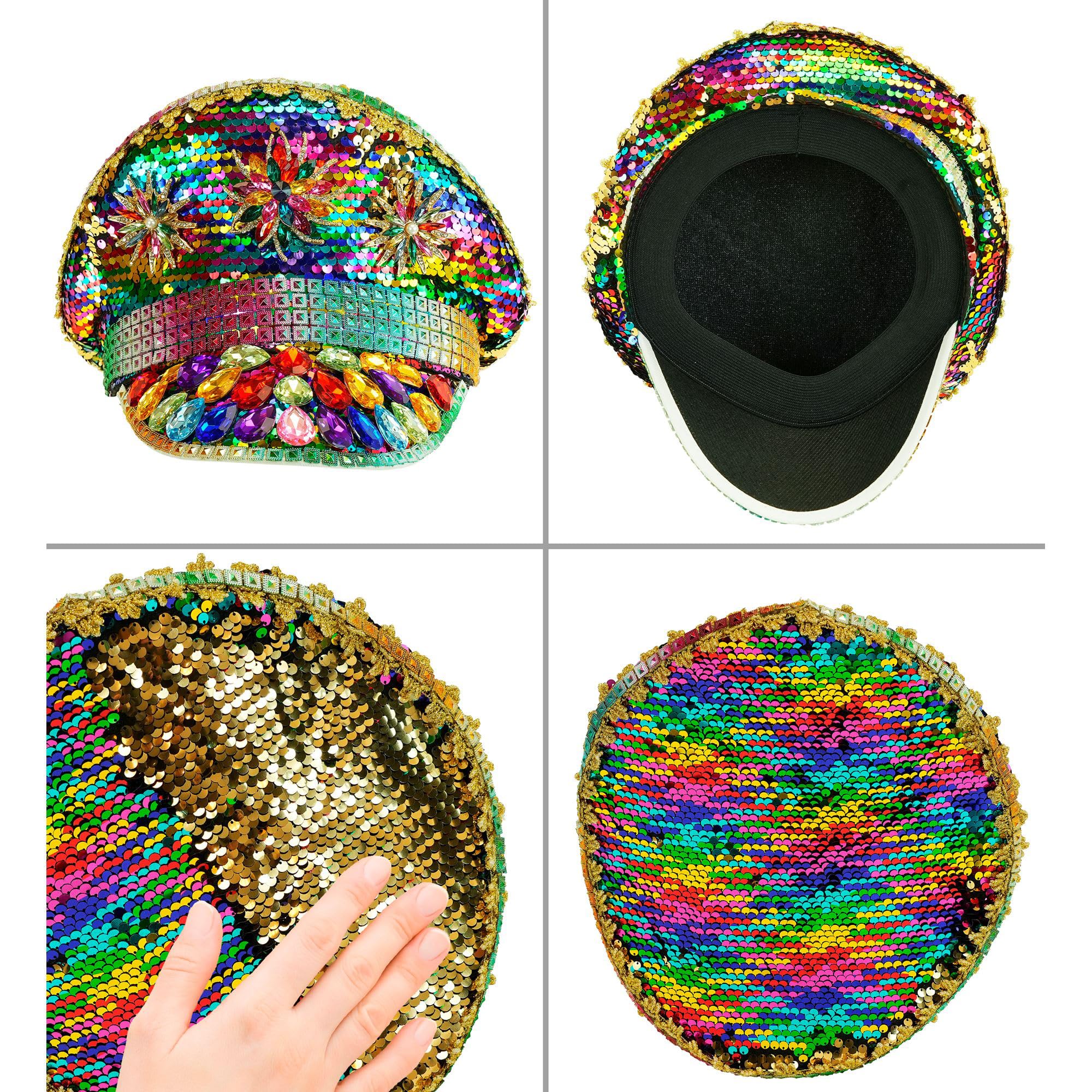 W WIDMANN MILANO Party Fashion - Cappellino da festa per adulti, berretto con paillettes reversibili, accessorio per carnevale, eventi Pride