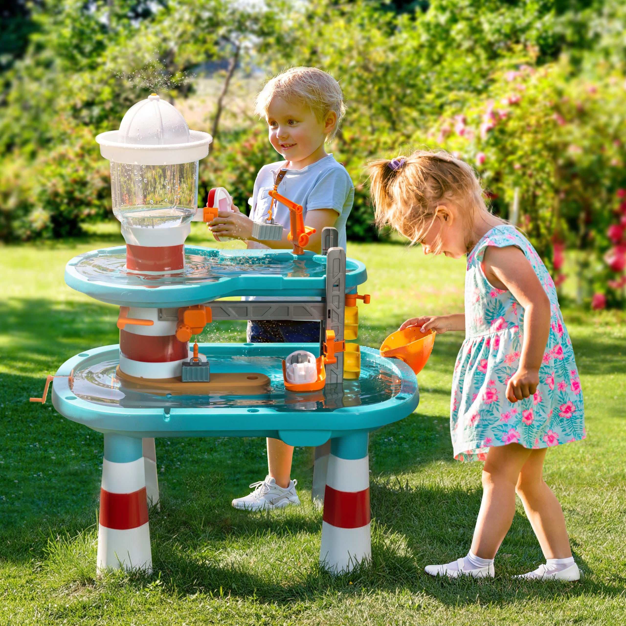 Theo Klein 7715 Aqua Action Lighthouse Wasserspieltisch XXL | Interaktiv & Motorik-Spielzeug | Spielzeug für Kinder ab 3 Jahren