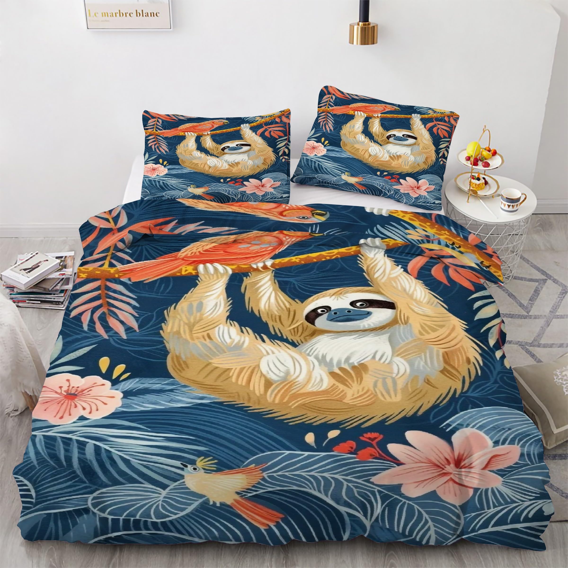 Parure de lit paresseux 220x240 avec housse de couette et taies d'oreiller