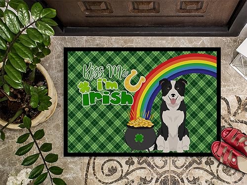 Miniatura 2 de Caroline's Treasures WDK4747JMAT - Tapete para interiores o exteriores con borde blanco y negro, 24 x 36 pulgadas, 36 pulgadas de largo x 24