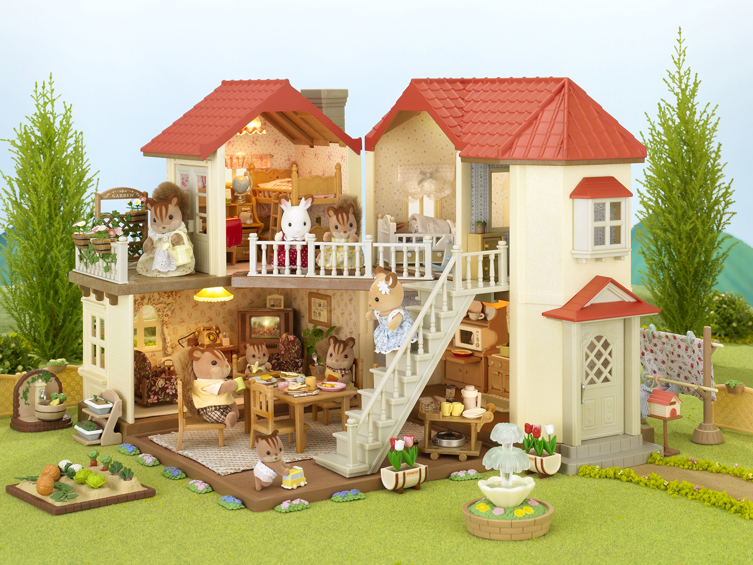 sylvanian casa ciudad con luces