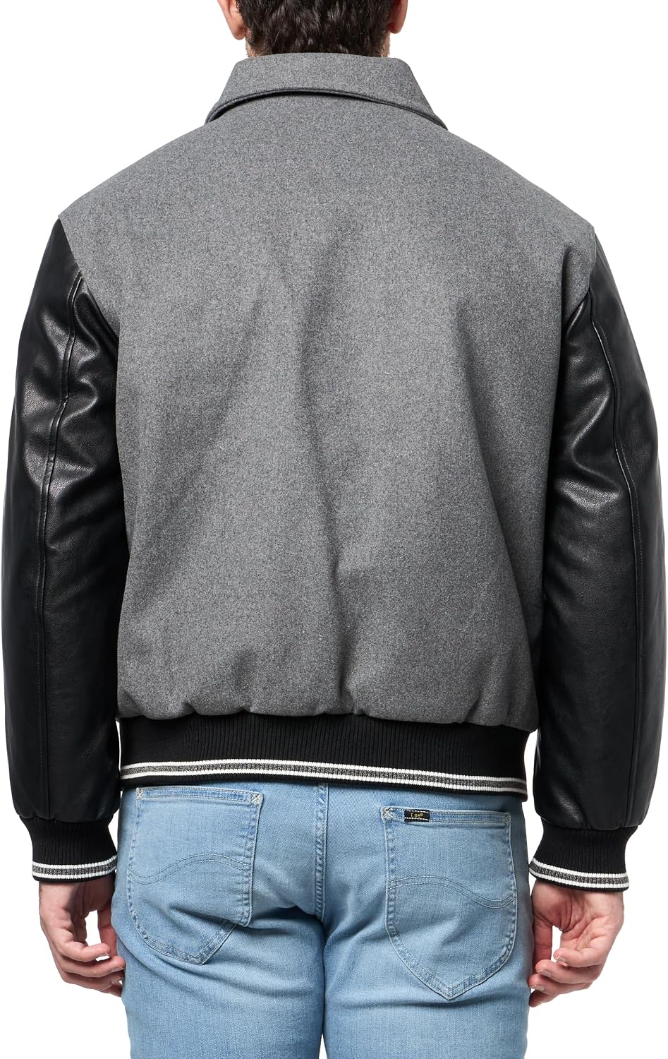 Champion Men's Letterman Varsity Bomber Zipper Closure Jacket With Faux Leather Sleeves