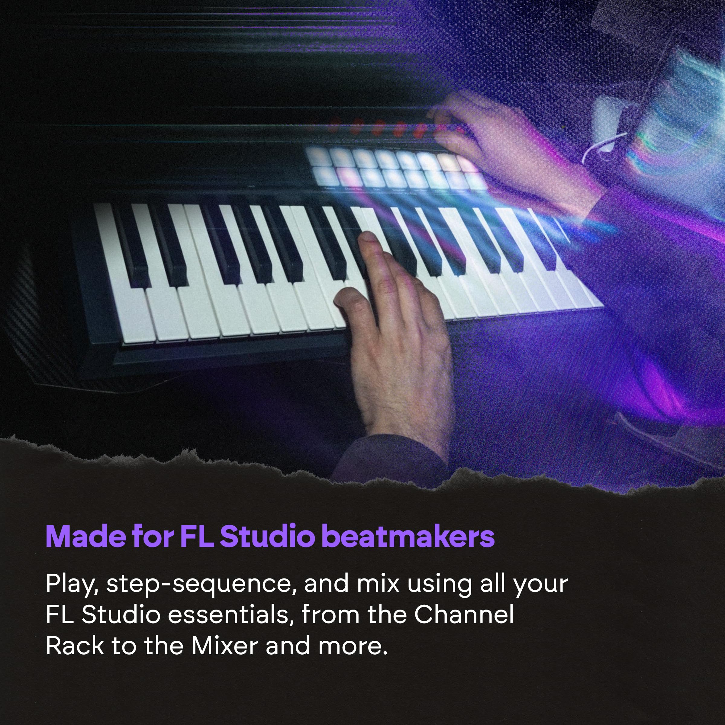 Novation FLkey 2 37 — Controller MIDI a tastiera per FL Studio. Crea ritmi con tasti full size, USB, rotelle di pitch e modulazione, 16 pad, arpeggiatore e sei mesi di FL Studio