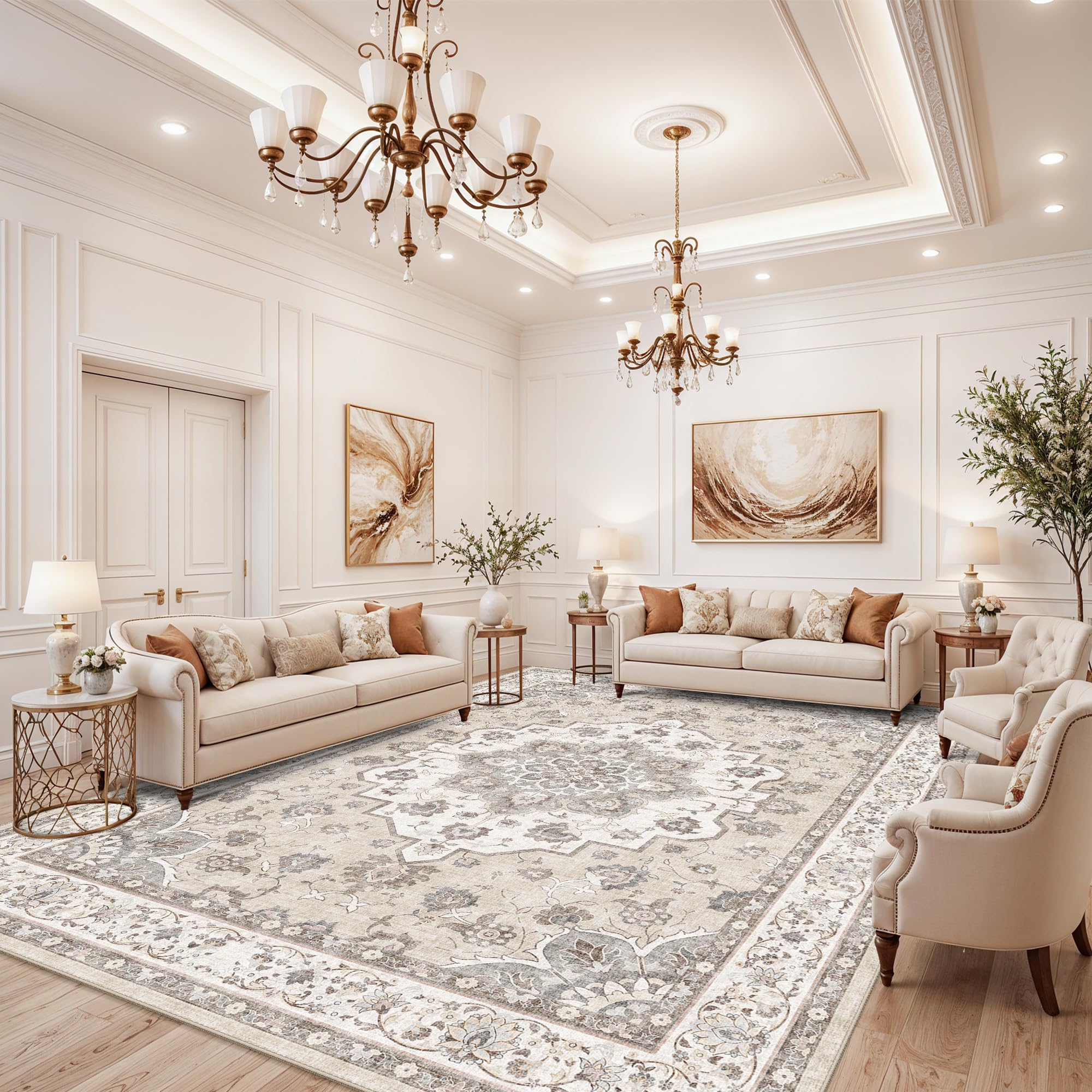 Photo 1 of HY HAO YUN LAI Washable Area Rug - 12'x14' Cream Beige