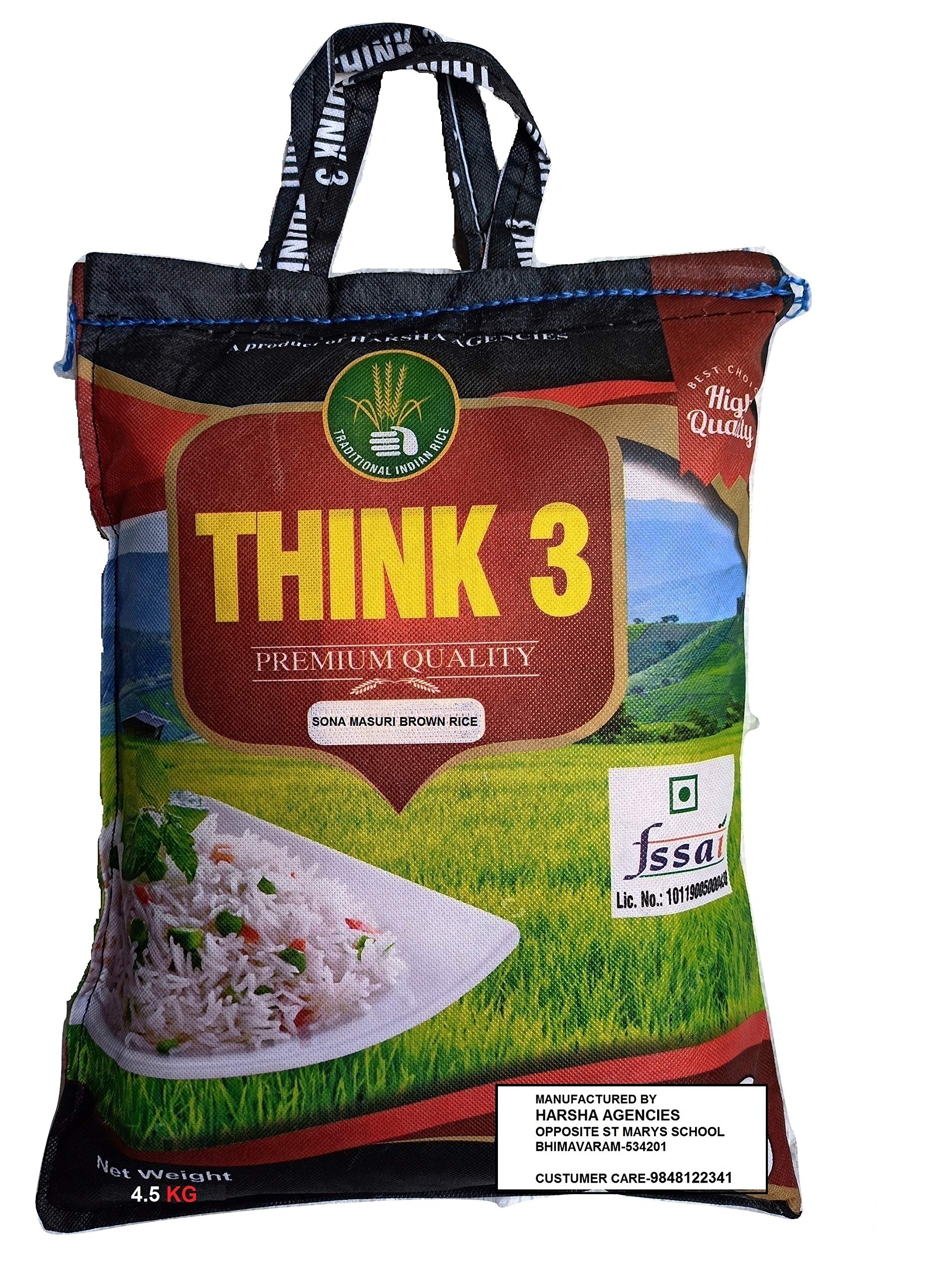 THINK3 Premium Brown Rice ( 1.5 Years Old)Perfect Low glycemic Index carb, Rice bran is Full of Protein, Fibre and nutrients.(4.5 KGS) (B07XJ5QF3P) Amazon Price History, Amazon Price Tracker