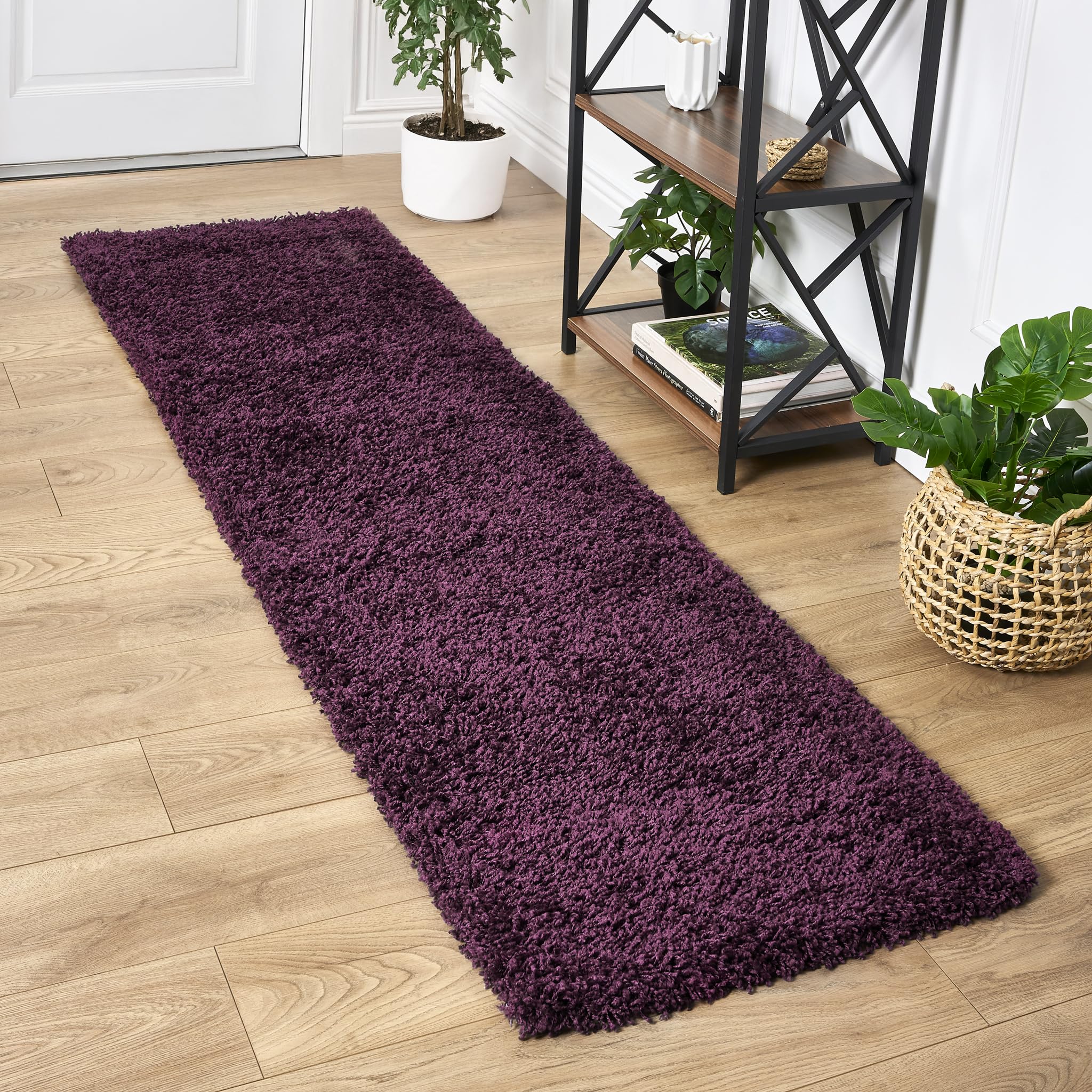 Bravich Navy Blue Shaggy Rug 80 x 150cm (2'7" x 4'11") 5cm Pile Medium Thick Fluffy Living Room Hessian Backed Washable — view 91